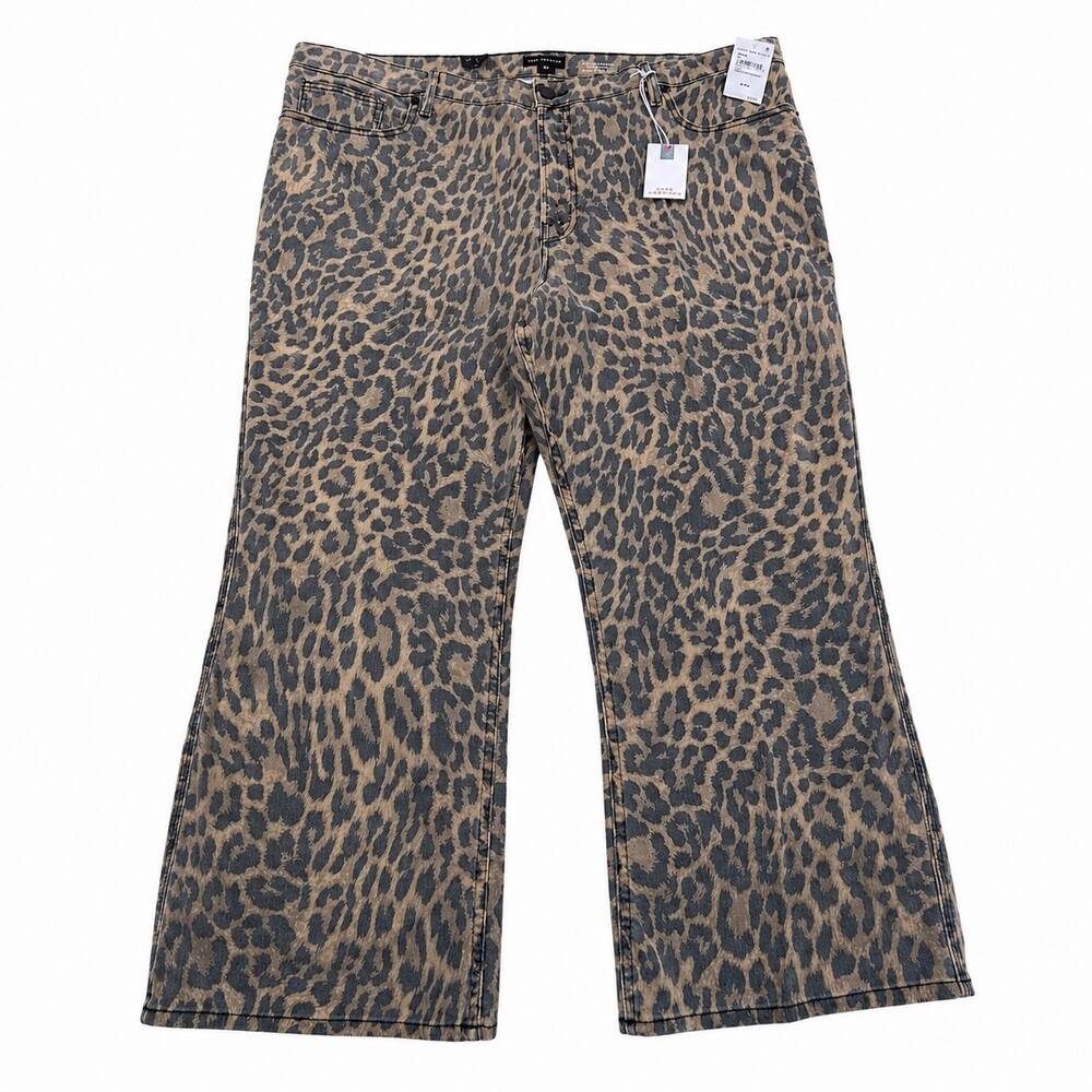 Good American Good Standard Kick Flare Leopard Jeans Women’s 22 Plus NWT